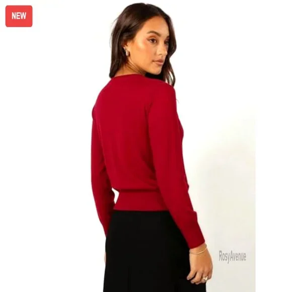 Cropped Cardigan Sweater Long Sleeve Crewneck Knit Button Up Lightweight Shrug - Picture 2 of 7